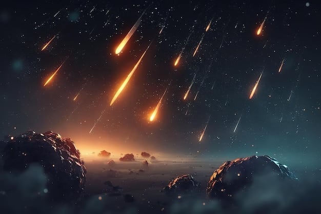 Pioggia di meteoriti nell'immensità dello spazio.