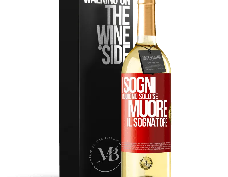 Bottiglia di vino bianco con scatola nera decorativa.