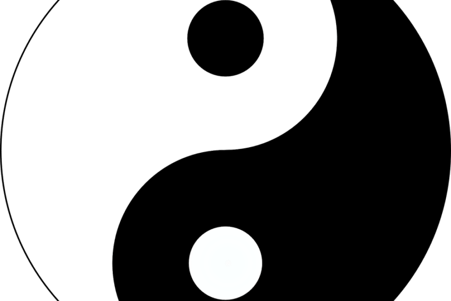 Simbolo Yin e Yang in bianco e nero