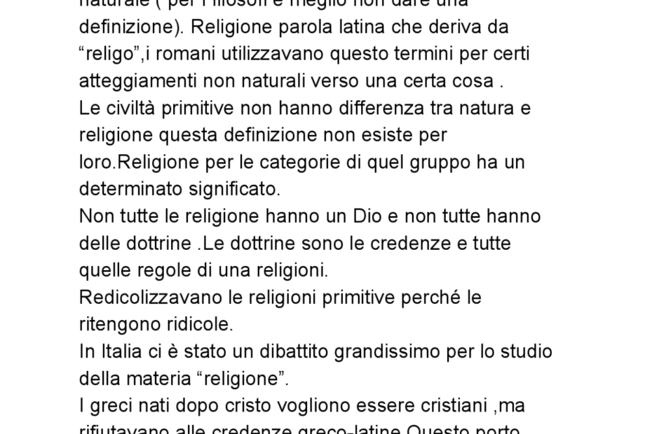Definizione di religione su testo.