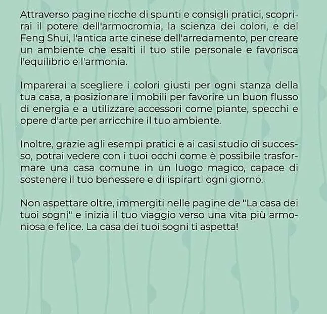 Retro di copertina libro su armonia casa e Feng Shui.