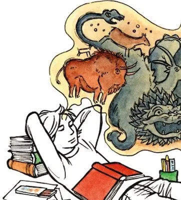 Persona che sogna animali mentre studia.