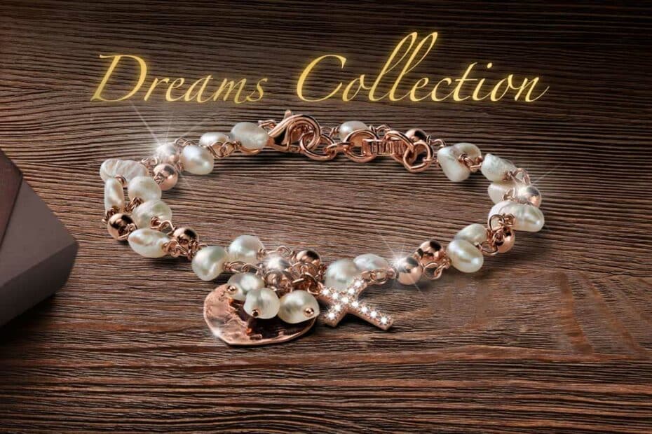 Bracciale elegante perle e cristalli, collezione sogni.