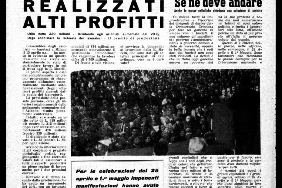 Prima pagina giornale storico italiano del 1960.