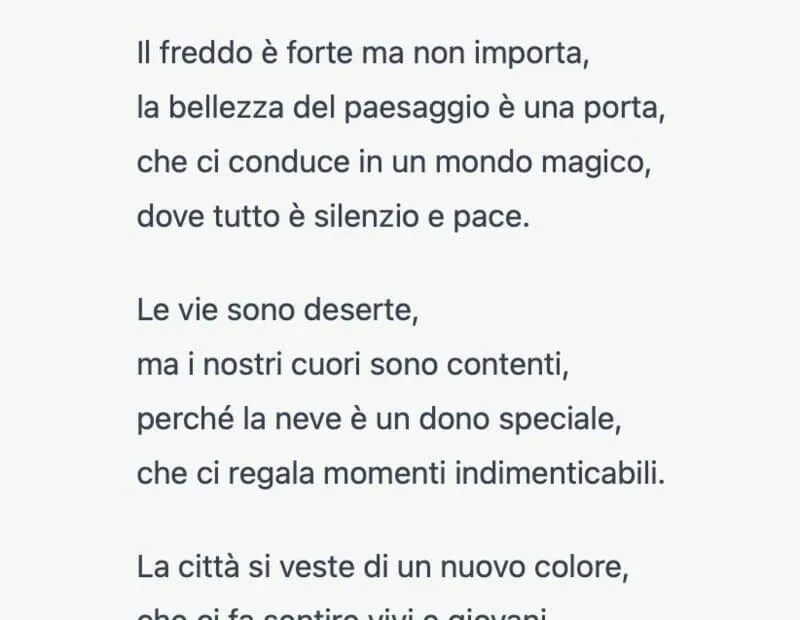 Poesia sulla neve di Perugia.